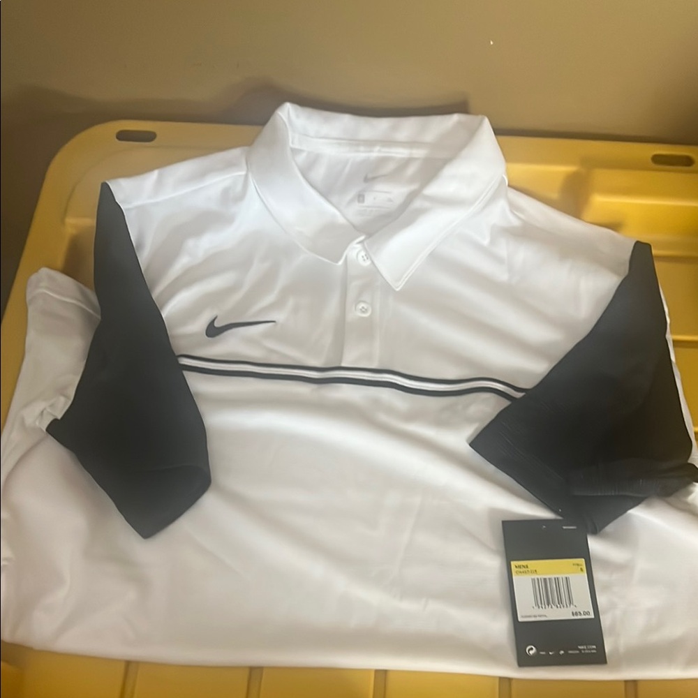 Nike Men's White and Black Polo Shirt